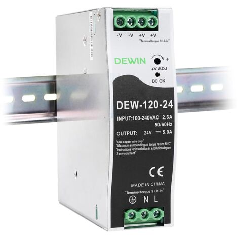 24V 5A 120W DIN-Schienen-Netzteil, DIN-Schienen-Netzteiltransformator, AC100-240V 2,6A Eingang, DC24V 5A Ausgang, DEW-120-24 Industrie-Schaltnetzteil (1/5)