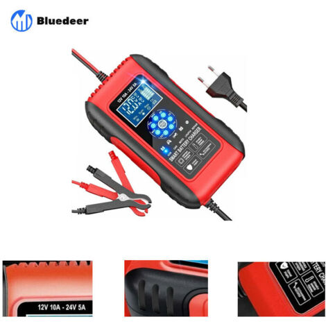 10A 12V/24V LiFePO4 Smart-Batterieladegerät für Auto und Motorrad, automatisches Erhaltungsladegerät mit LCD-Bildschirm, Reparaturfunktion für AGM-, Gel-, Nass- und SLA-Batterien für Auto und Motorrad (1/5)