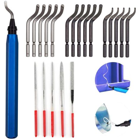 Universelles Entgratungswerkzeug – 15 Ersatzteile und 5 Diamantfeilen – Metallgriff – Manuelles Entgratungswerkzeug – Für 3D-Drucker – Kunststoff, Aluminium, Kupfer, Edelstahl (1/5)