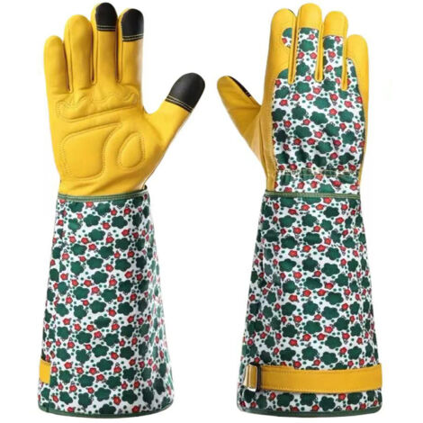 Lange Gartenhandschuhe für Damen – Schützen Sie Dornen und Unterarme beim Rosenschneiden – Atmungsaktive Lederhandschuhe – Geschenk für Gärtner – Gartenarbeiten