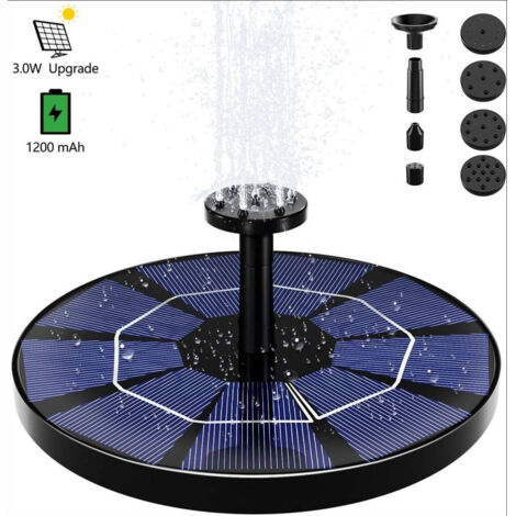 Schwimmender Solarbrunnen für den Außenbereich, 3 W Solar-Teichpumpe mit 6 Düsen für Vogelbad, Aquarium, Gartenbrunnen