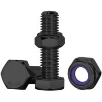 10 Stück M8 Sechskantschrauben und -muttern, schwarz, M8 x 25 mm, Edelstahl A2 V2A, für Möbel, Autos, Fahrräder, Boote, 3D-Druck