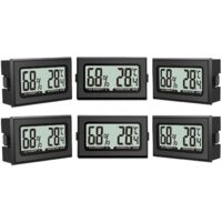 Set mit 6 digitalen Thermometern und Hygrometern mit LCD-Bildschirm für den Innenbereich, Büro, Wohnzimmer und Weinkeller (Batterien enthalten)