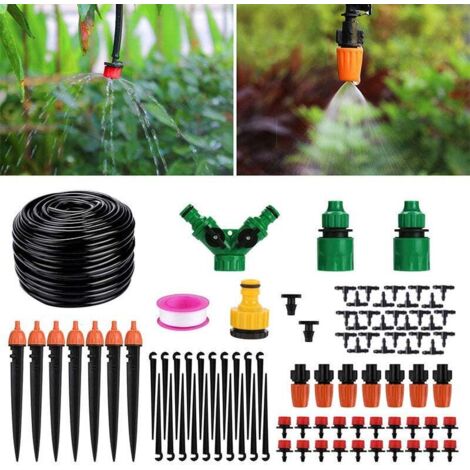 Kit Irrigazione A Goccia HIRALIY 49 Piedi - Completo Di Tubi, Gocciolatoi E Raccorderia In Ottone