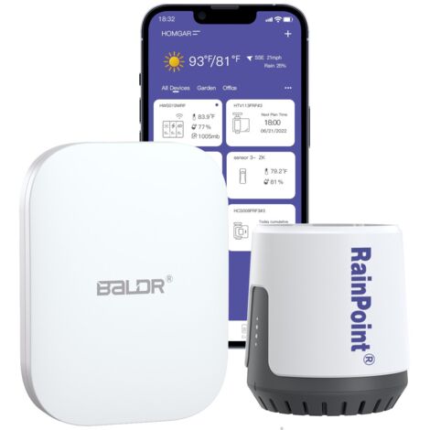 Sistema di irrigazione intelligente Wi-Fi RainPoint 2,4 GHz per giardino domestico intelligente con hub di irrigazione e pluviometro Wi-Fi