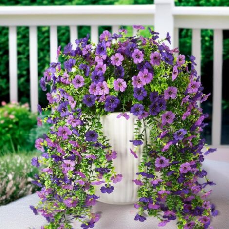 Fiori artificiali da appendere per esterni, 2/4/6/8 pezzi, piante finali finte, decorazione per gloria mattutina, resistenti ai raggi UV, per cesti appesi, fiori finti realistici per portico, patio