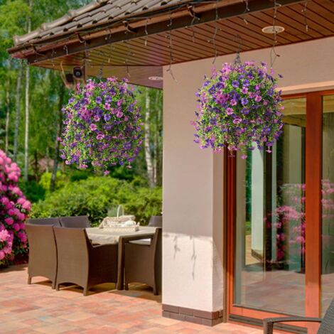 2 fiori artificiali da appendere, 55 cm, in finta seta, resistenti ai