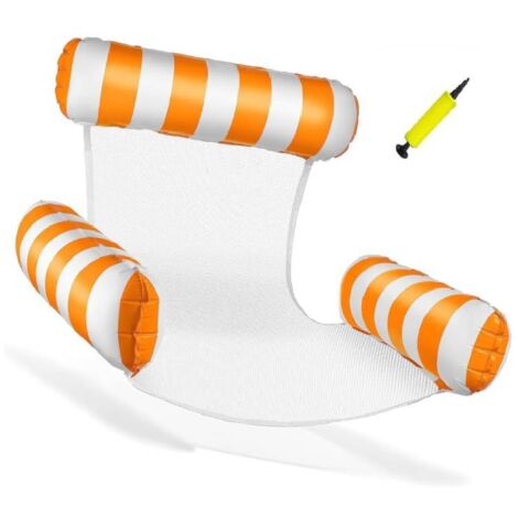 Materassino gonfiabile 3 in 1 per piscina - Amaca extra large, sdraio pieghevole e portatile per adulti, dimensioni 90 x 96 cm, ideale per vacanze al mare e in piscina, gonfiatore gratuito (c (1/5)