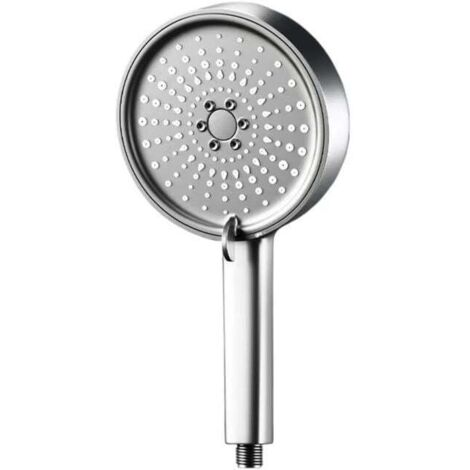 Soffione doccia ad alta pressione, grande soffione da 12 cm per il risparmio idrico con interruttore di arresto, 5 tipi di getto, doccetta argento con filtro per vasca idromassaggio