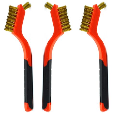 Set di 3 piccole spazzole in filo di ottone per la pulizia dei fori