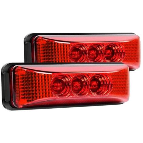Confezione da 2 luci di posizione anteriori e posteriori a 3 LED rossi da 3,9" per rimorchi di camion, luci di ingombro, luci per rocce, impermeabili, montaggio in superficie (1/5)