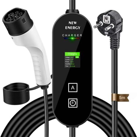 Pistola di ricarica intelligente a doppia azione standard europea da 16 A e 3,5 kW, cavo portatile da 5 m, adattamento flessibile per uso domestico/commerciale leggero
