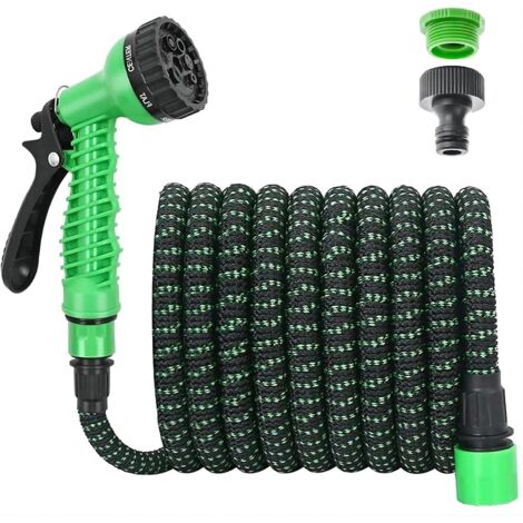 Tubo da Giardino Estensibile 15m 50FT Anti-attorcigliamento Canna Acqua Giardino con 7 Funzioni con Pistola Acqua Giardino & Adattatore Universale 1/2" e 3/4 per Prato, Lavare l'auto