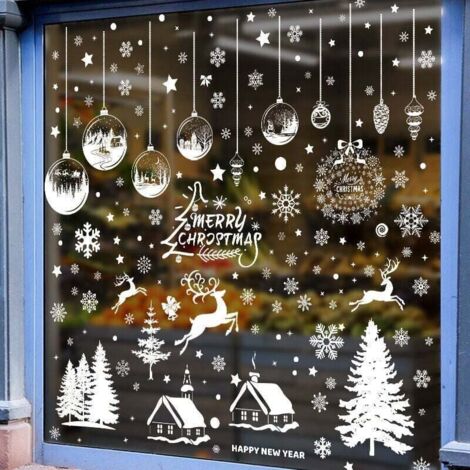 TRIXES Adesivi Per Finestre Fiocchi Di Neve – 60 Pezzi Riutilizzabili, Decorazioni Natalizie Bianche Per Vetri E Superfici Lisce - 3