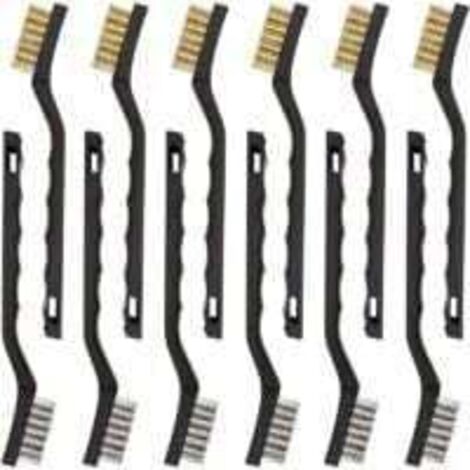 Set di 12 mini spazzole metalliche in acciaio inossidabile e ottone per rimuovere scorie di saldatura, attrito e ruggine. (1/5)