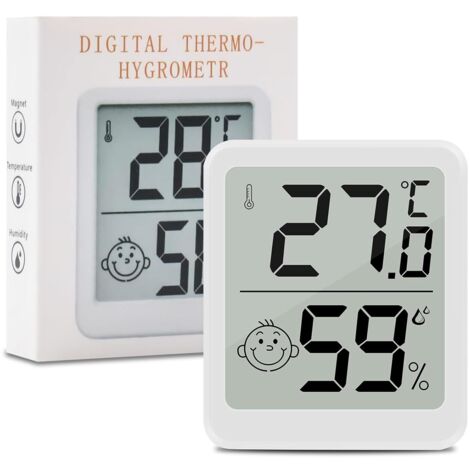 Set termometro per interni, mini termometro digitale LCD con igrometro, termometro di precisione da parete per cameretta, tenda da coltivazione e cantina, bianco (1) (1/5)