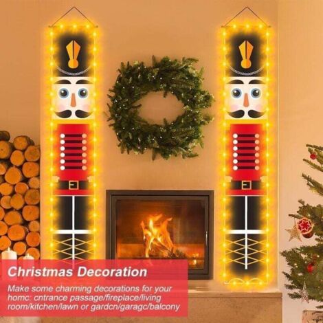 Striscione Per Porta Natale 90x200 Cm - Decorazione Con Babbo Natale Per Esterni/Interni