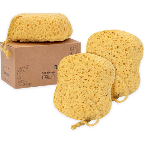 Spugna da bagno premium, spugna in schiuma di luffa, spugna per il corpo e la doccia - Grande, molta schiuma, curva, confezione da 3