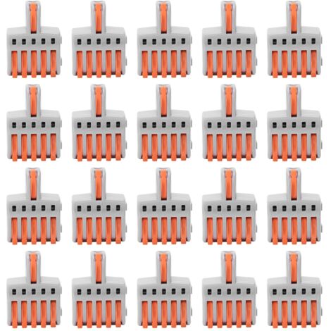 Connettore rapido SPL 1 ingresso 5 uscite, splitter collegabile, terminali in filo di rame e materiale PC (arancione), 20 pezzi