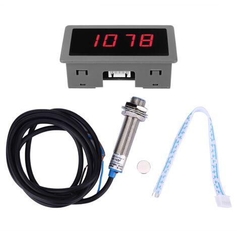 Sensore di prossimità Hall NPN per contagiri motore a LED rosso a 4 cifre, tester di velocità e giri/min.