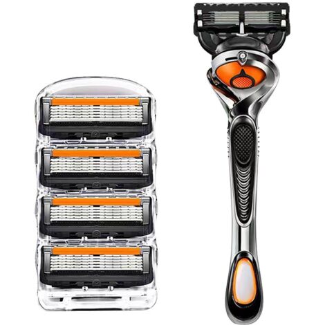 Rasoio manuale a cinque strati, testina nera, prezzo giallo, portacoltello universale a 5 strati, lama per coltello da barba da uomo (1/5)
