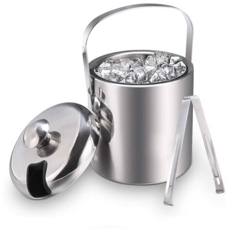 Set di vaschette per cubetti di ghiaccio premium - Secchiello per ghiaccio in acciaio inossidabile da 1,3 l - Contenitore per cubetti di ghiaccio 100% senza BPA - Con coperchio e pinze (1/5)