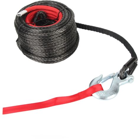 Kit di funi sintetiche per verricello da 10 mm x 30 m, resistenti ai raggi UV, resistenti all'usura, con gancio per fune di traino, set di cinghie per camion fuoristrada da 18740 libbre (1/5)