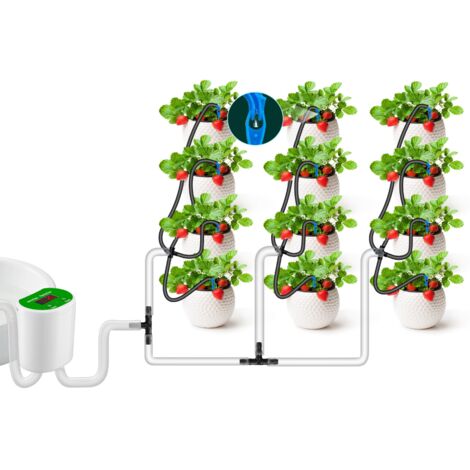 Sistema di irrigazione automatico per piante in vaso, sistema di irrigazione per piante da interno, sistema di irrigazione automatico, timer programmabile con kit di irrigazione a goccia per 12 piante