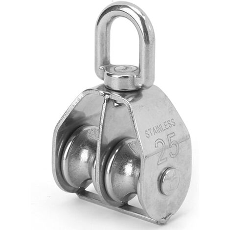 Puleggia a fune, puleggia in acciaio inox 304, puleggia in acciaio inox, puleggia doppia argento/25 mm