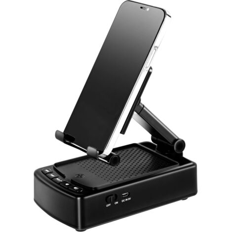 Supporto regolabile per telefono con altoparlante Bluetooth wireless e base antiscivolo. Audio surround HD. Ideale per uso domestico e all'aperto con supporto pieghevole per iPhone. Supporto per table