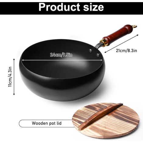Casseruola In Ghisa Con Manico In Legno 16 Cm – Antiaderente Naturale, Adatta A Induzione, Gas Ed Elettrico