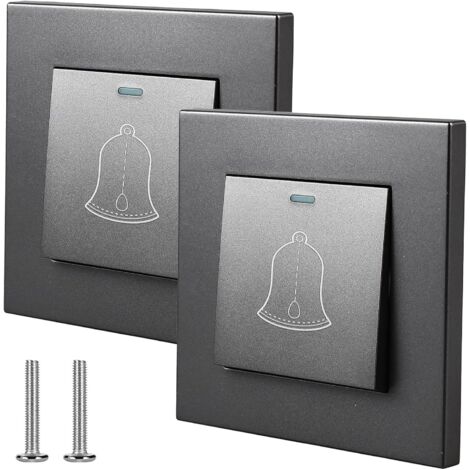 Pulsante del campanello in 2 parti, pulsante del campanello, pulsante del campanello esterno 86 mm x 86 mm, interruttore della luce da incasso 220–250 V, pulsante del campanello esterno da superficie 