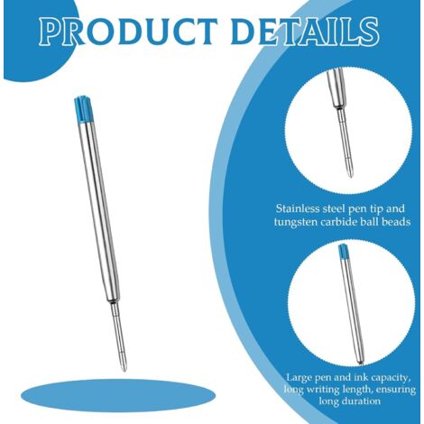 30 Ricariche Per Penna A Sfera In Metallo - Punta Media 1.0mm, Inchiostro Nero Ad Asciugatura Rapida, Compatibili Con Penne Stile Parker