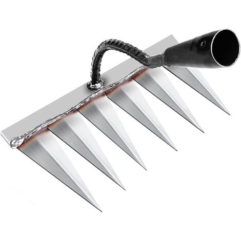 Rastrello da giardino, attrezzi da giardinaggio, rastrello per diserbo, attrezzi da giardinaggio, arieggiatore manuale per prato con 6 denti in acciaio, zappa da giardino per diserbare/diserbo/semina