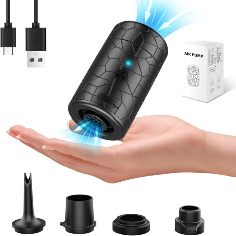 Gonfiatore elettrico per materassi da 4000 mAh, pompa a vuoto portatile 2 in 1, piccola pompa con 4 ugelli dell'aria e borsa portaoggetti, ricarica wireless e aspirazione integrata per campeggio, pisc (1/5)