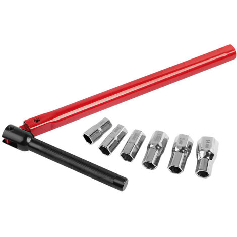 Chiave speciale per lavello per miscelatori Ø 13 mm + 6 bussole Ø 8 - 9 - 12 - 10 - 11 - 14 mm, rossa