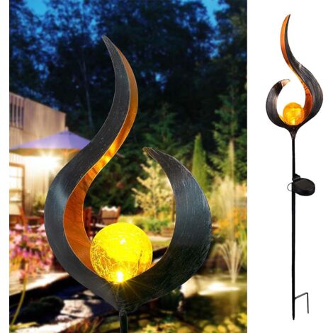 Luce solare da giardino per esterni, lampada solare in metallo con effetto fiamma cava, torcia solare impermeabile, decorazione da giardino, illuminazione paesaggistica, vialetto, cortile, patio (1/5)