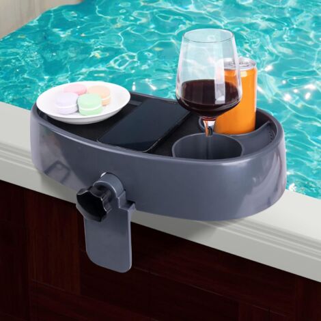 Vassoio regolabile per jacuzzi, tavolino laterale per jacuzzi, piscina fuori terra, tavolino laterale per vasca da bagno, spa, terrazza esterna (1 pezzo)