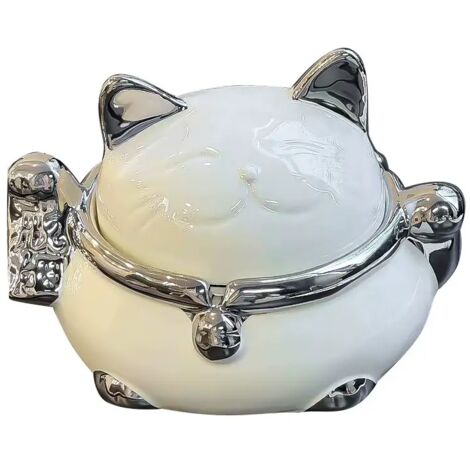 Squisito posacenere in ceramica, posacenere a forma di gattino, posacenere con coperchio, posacenere semplice e pratico, decorazione creativa per il soggiorno. (1/3)
