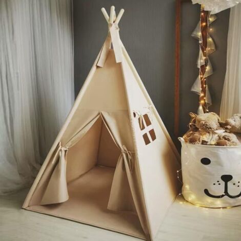 Tenda a cono per bambini - Tenda da gioco portatile per bambini, per interni ed esterni (kaki)