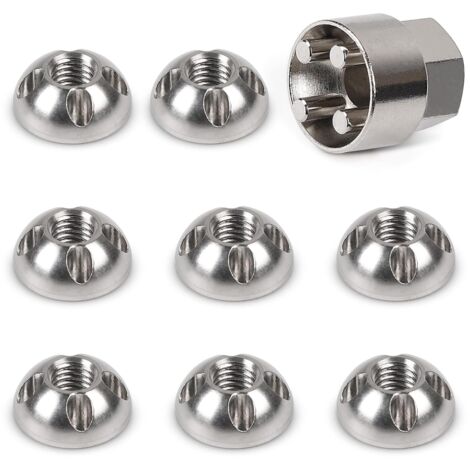 dadi antifurto M8 x 1,25 mm, dadi di sicurezza in acciaio inox 303 con 1 bussola