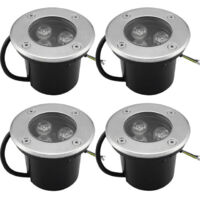 Set di 4 faretti da incasso a LED per esterni, 4 pezzi 3W IP65 rotondi 270 lumen 3000K per patio, giardino, vialetto, 220V