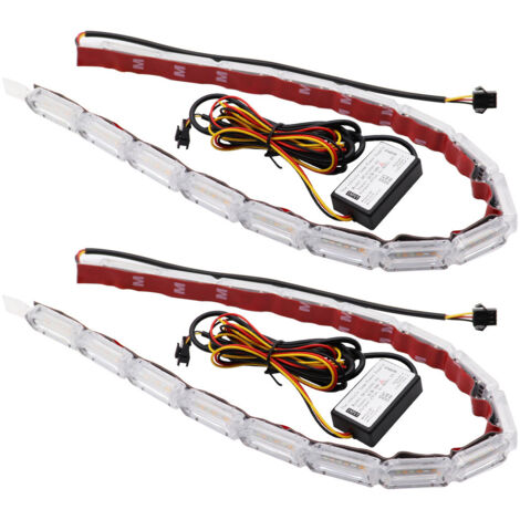 16 luces, paquete de 2, lámpara Crystal Eye, luz diurna LED, luz de señal de giro, luz de circulación LED de 12 V con luz diurna de coche de dos colores, tira guía de luz de señal de giro (1/5)