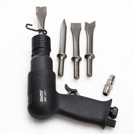 Juego de martillo neumático con cañón corto, soporte de cambio rápido y 3 cinceles, 4500 BPM, ligero