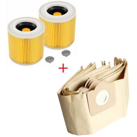 10 bolsas para polvo y 2 filtros para aspiradoras KARCHER WD3 Premium, WD 3300 M, WD 3200 y WD3500 P 6959-130 (1/4)