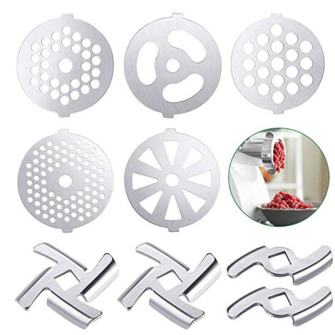 Accesorios para picadoras de carne, picadoras de alimentos, picadoras de carne manuales, piezas de molienda, máquinas para embutir salchichas, accesorio mezclador de acero inoxidable