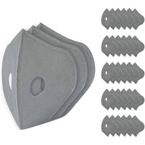 Paquete de 30 filtros de repuesto para mascarillas, de tela de carbón activado expandido, filtro de 5 capas, reutilizable, transpirable, apto para trabajos de carpintería, talla universal. (1/5)