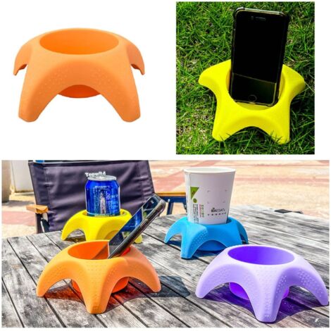 Juego de 4 posavasos de playa de malla multicolor con estampado de estrellas de mar, resistentes a la arena, ideales para el hogar, la playa, para adultos y niños. (1/4)