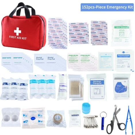 Botiquín de primeros auxilios de 152 piezas, kit completo de supervivencia para exteriores, ideal para el trabajo, el hogar, el coche, el camping, los viajes y los deportes. Mini botiquín médico de pr (1/4)