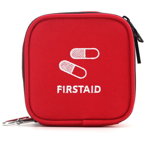 Botiquín de primeros auxilios portátil Oxford rojo para el hogar, camping y senderismo: compacto y resistente para emergencias y primeros auxilios.